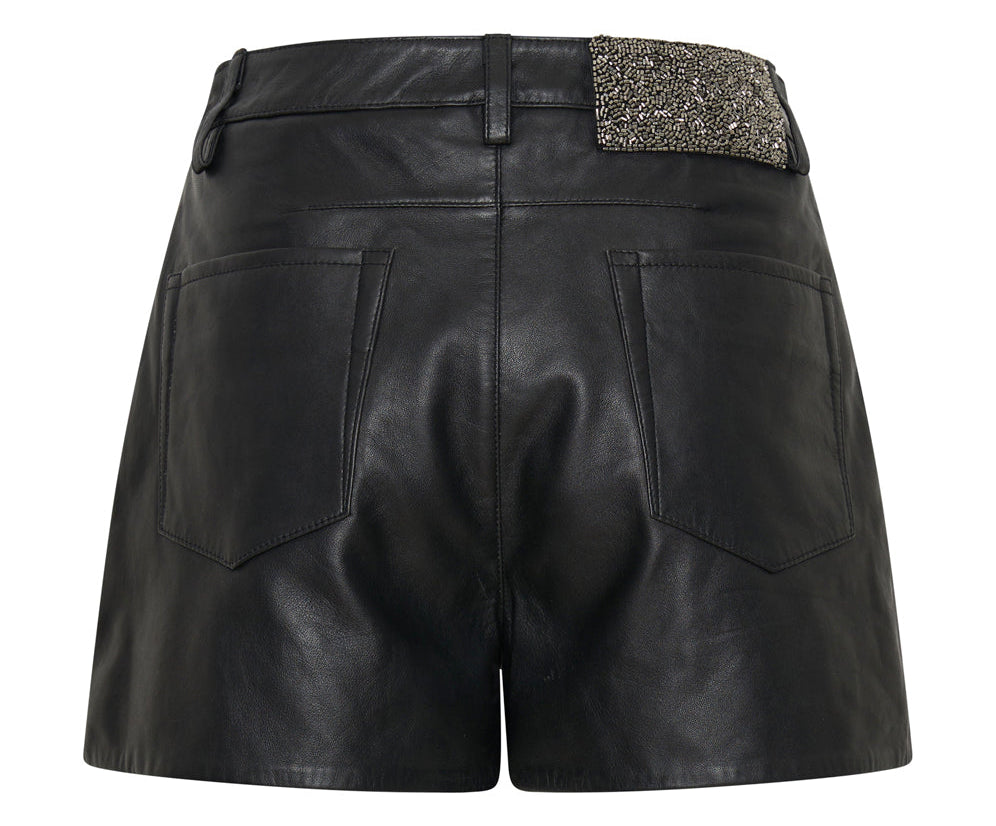 CRUSHED CRYSTAL LEATHER LE WOLVES SHORTS