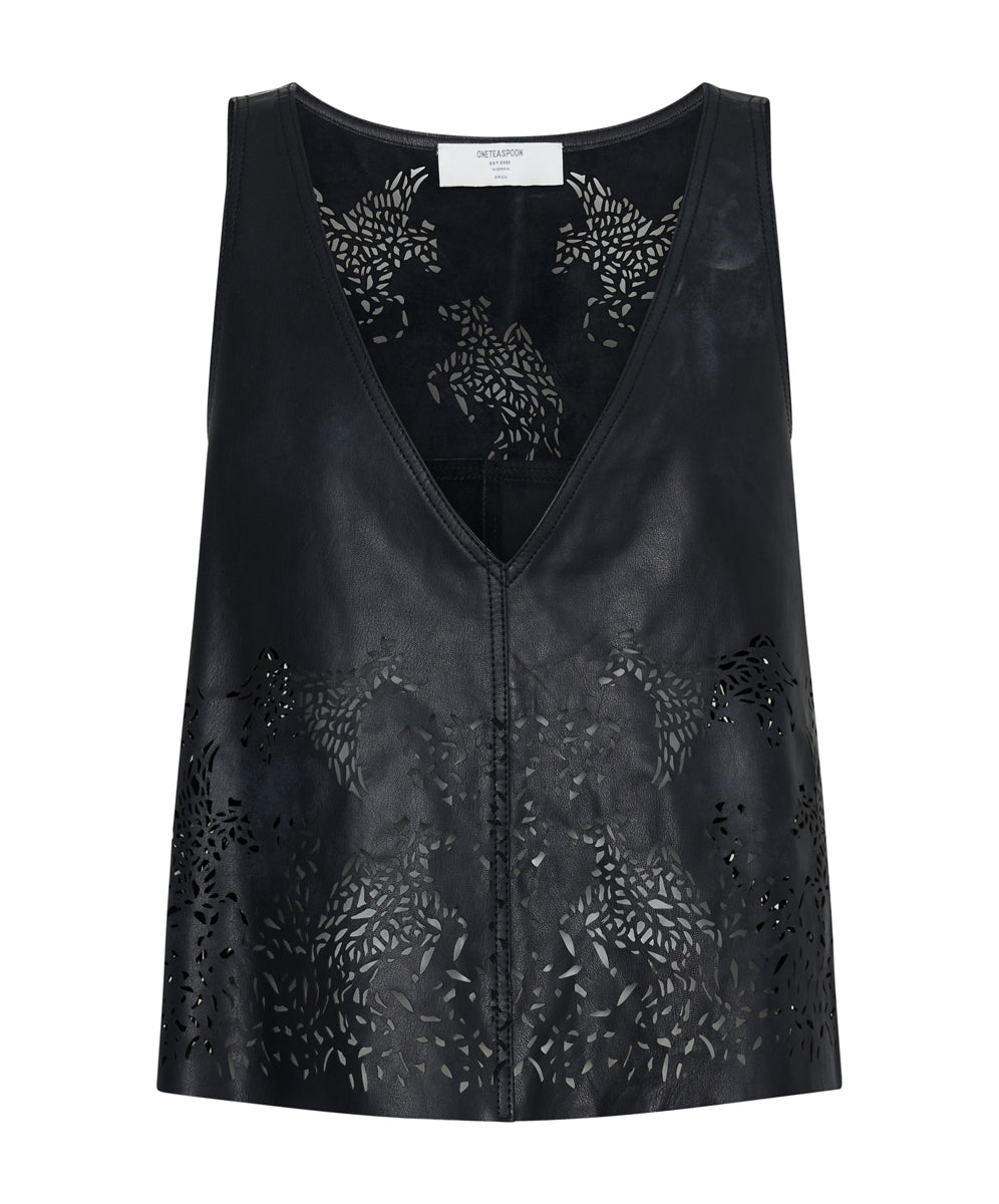 Products BLACK LASER CUT LEATHER SWING TOP