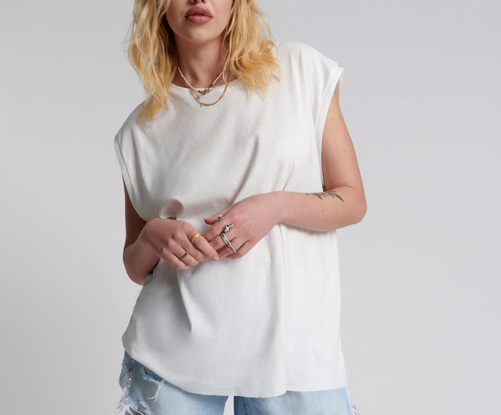 FRESH WHITE BAMBOO LOGO UNISEX TANK