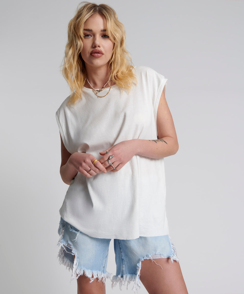 Products FRESH WHITE BAMBOO LOGO UNISEX TANK