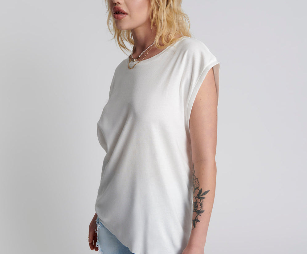 FRESH WHITE BAMBOO LOGO UNISEX TANK