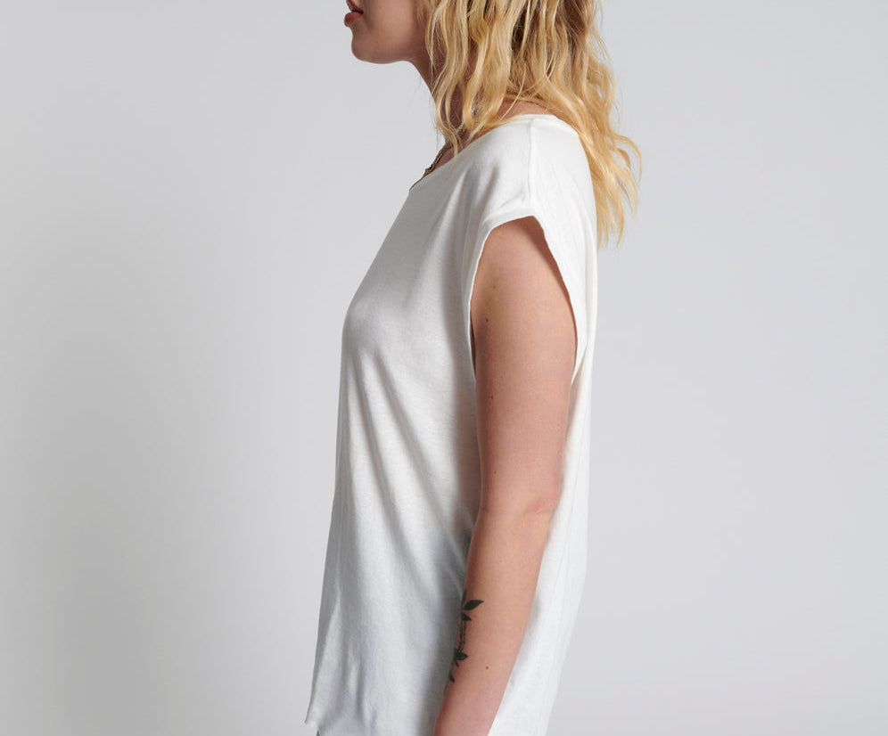 FRESH WHITE BAMBOO LOGO UNISEX TANK