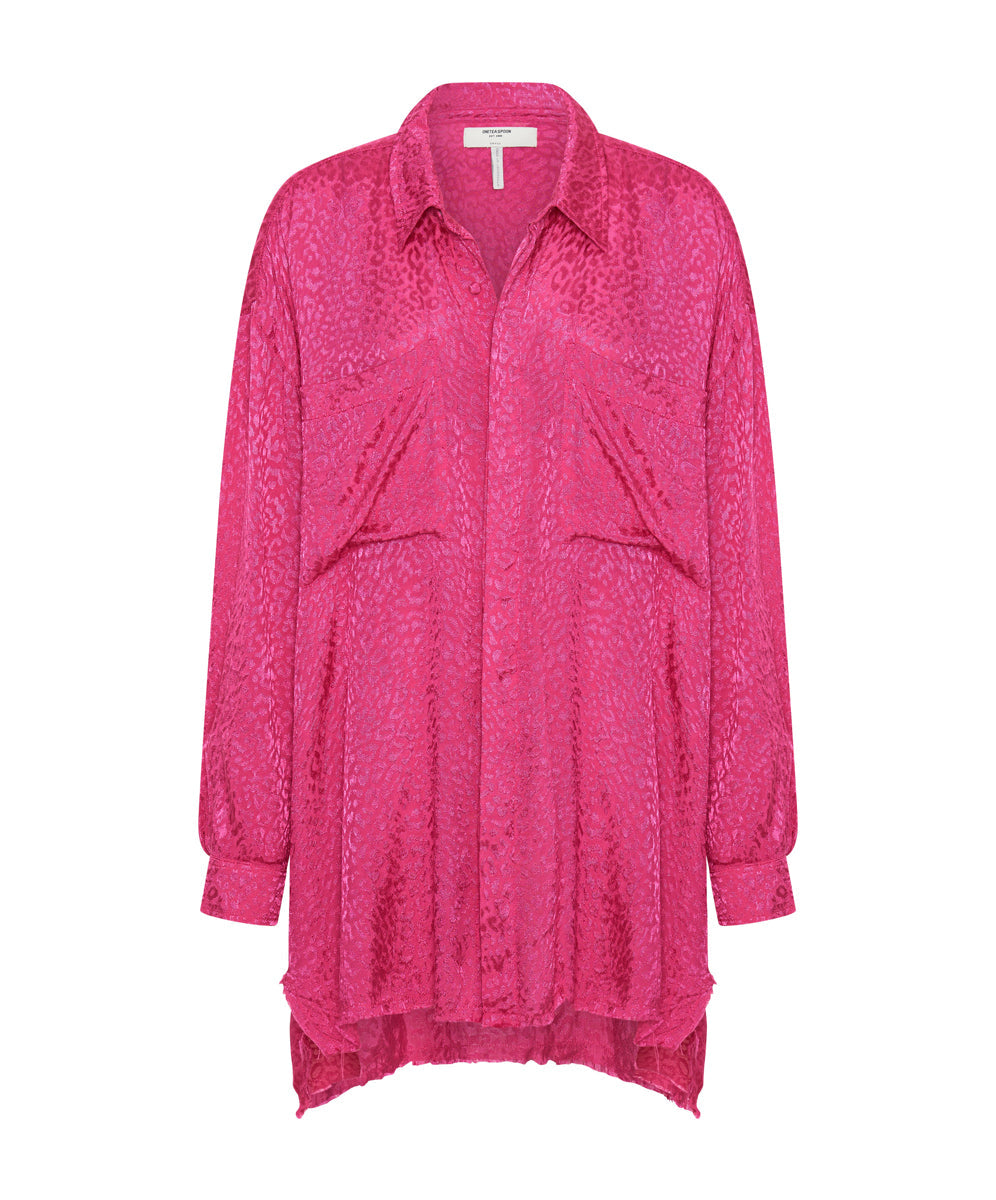 Products Jacquard Longline Shirt - Shocking Pink