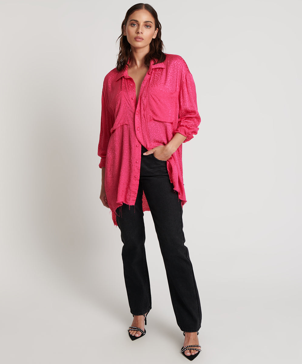 Products Jacquard Longline Shirt - Shocking Pink