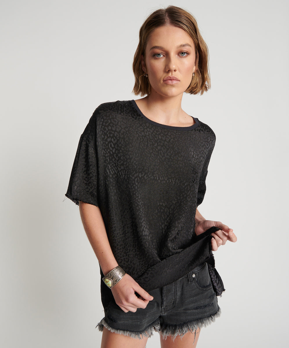 Products LEOPARD JACQUARD SATIN TEE