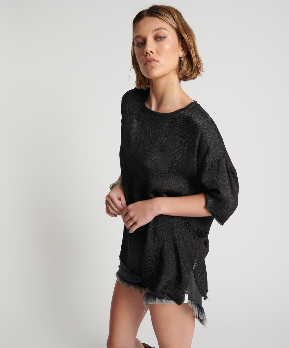 Products LEOPARD JACQUARD SATIN TEE