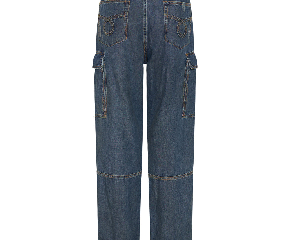 USED BLUE ZIPPED CARGO MOTION JEANS