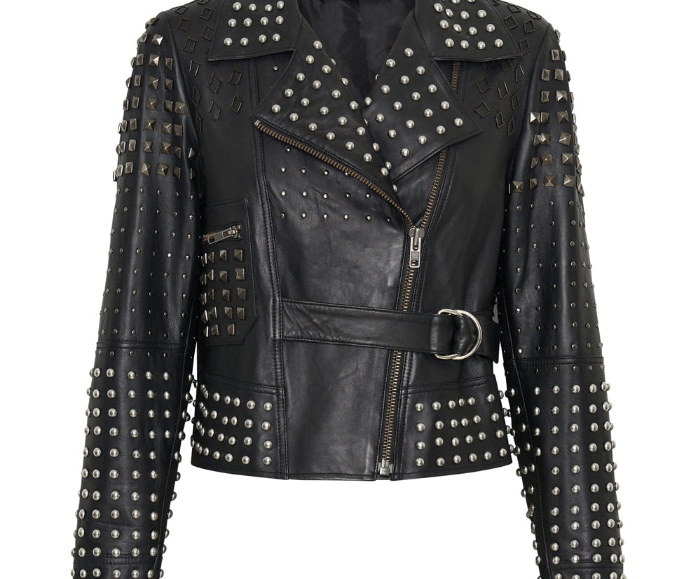 BLACK DIAMOND STUDDED LEATHER JACKET