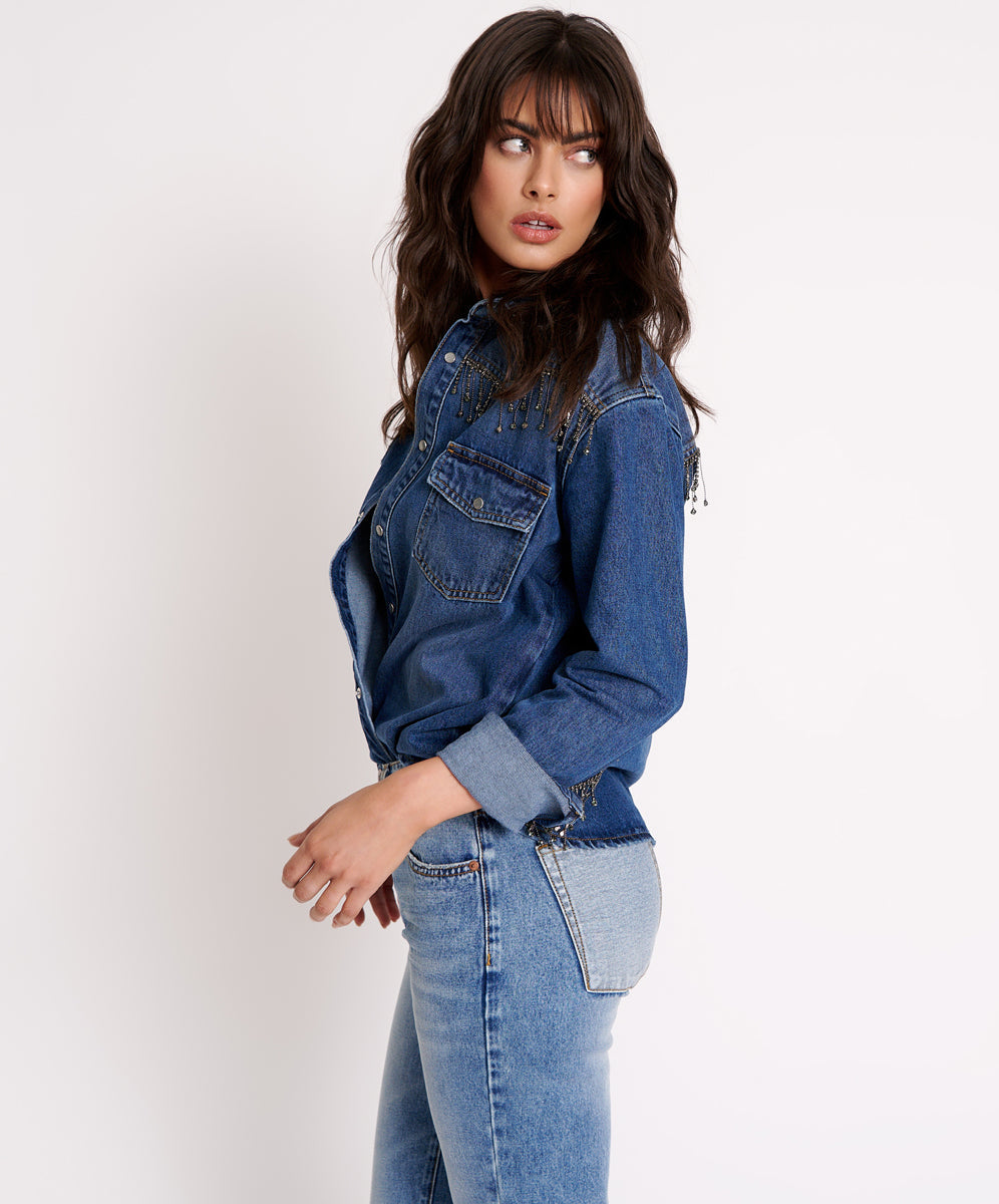 Products Western Denim Shirt - Rosewood
