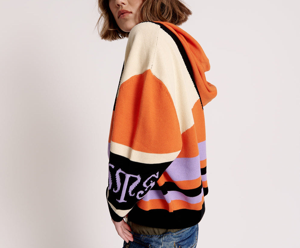 O.T.S Reactive Knit Sweater Hoody - Geo Orange