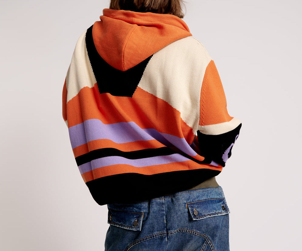 O.T.S Reactive Knit Sweater Hoody - Geo Orange