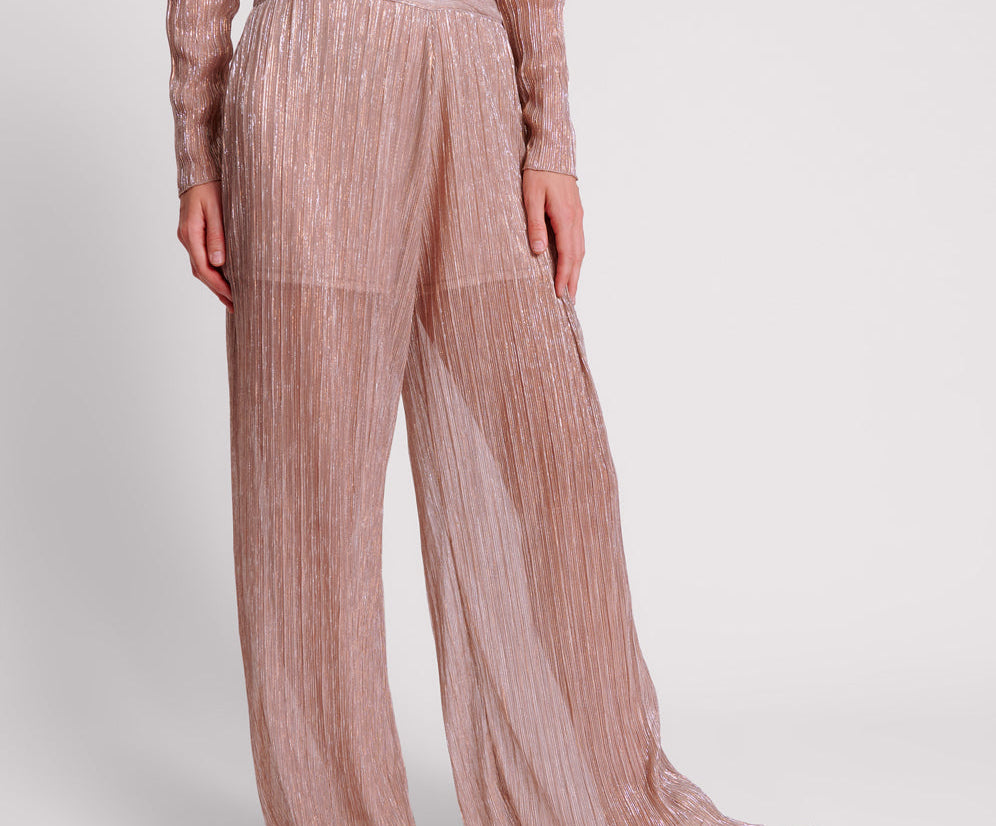 CELESTIAL ROSE PLISSE PALAZZO PANTS