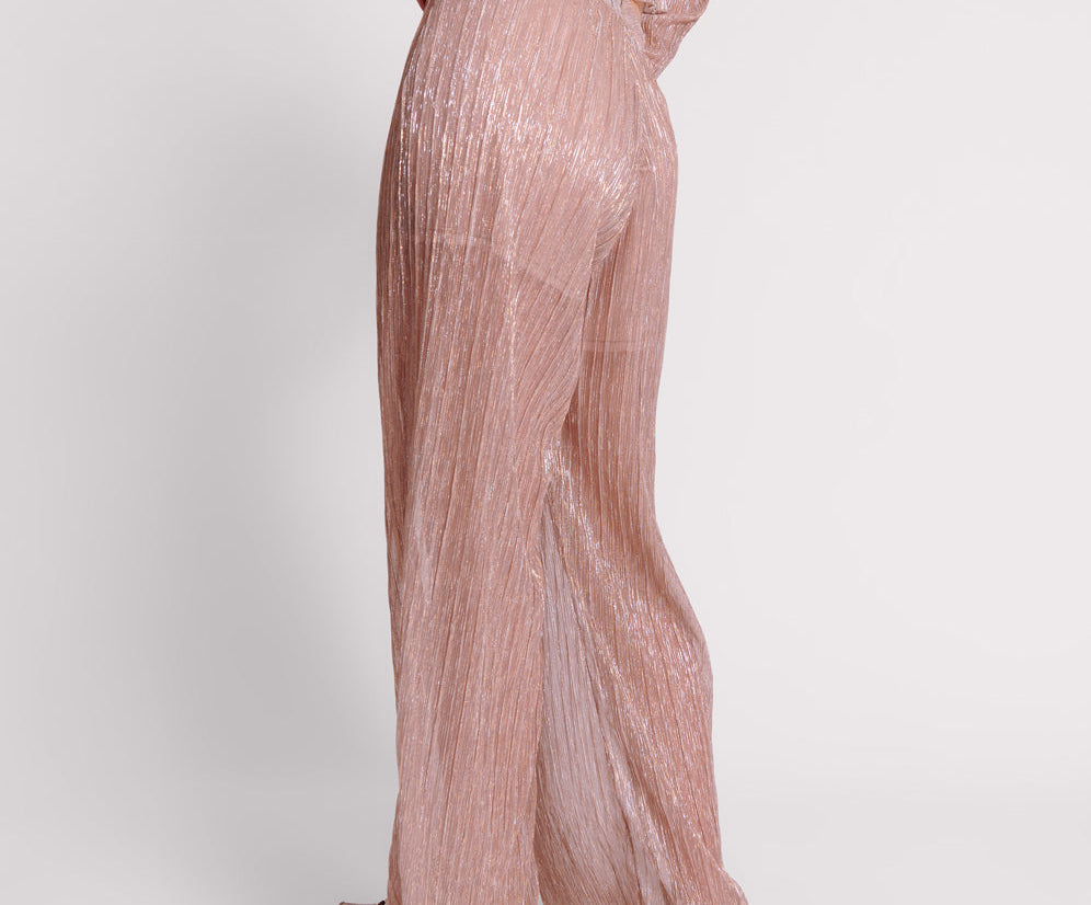 Plisse Palazzo Pants - Celestial Rose