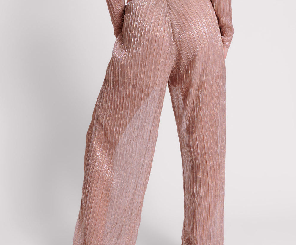 Plisse Palazzo Pants - Celestial Rose