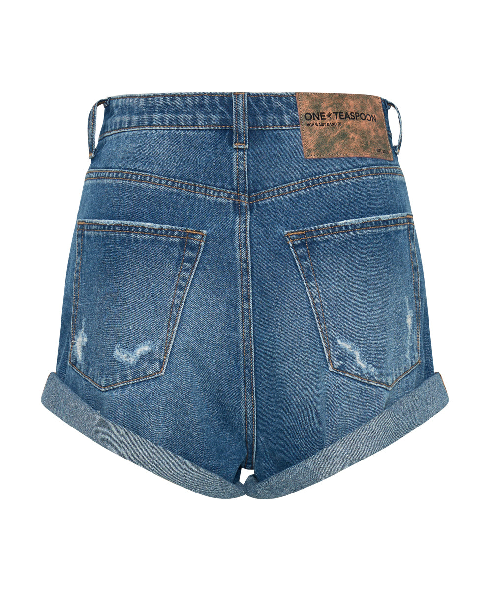 Bandits High Waist Denim Shorts Bay Blue