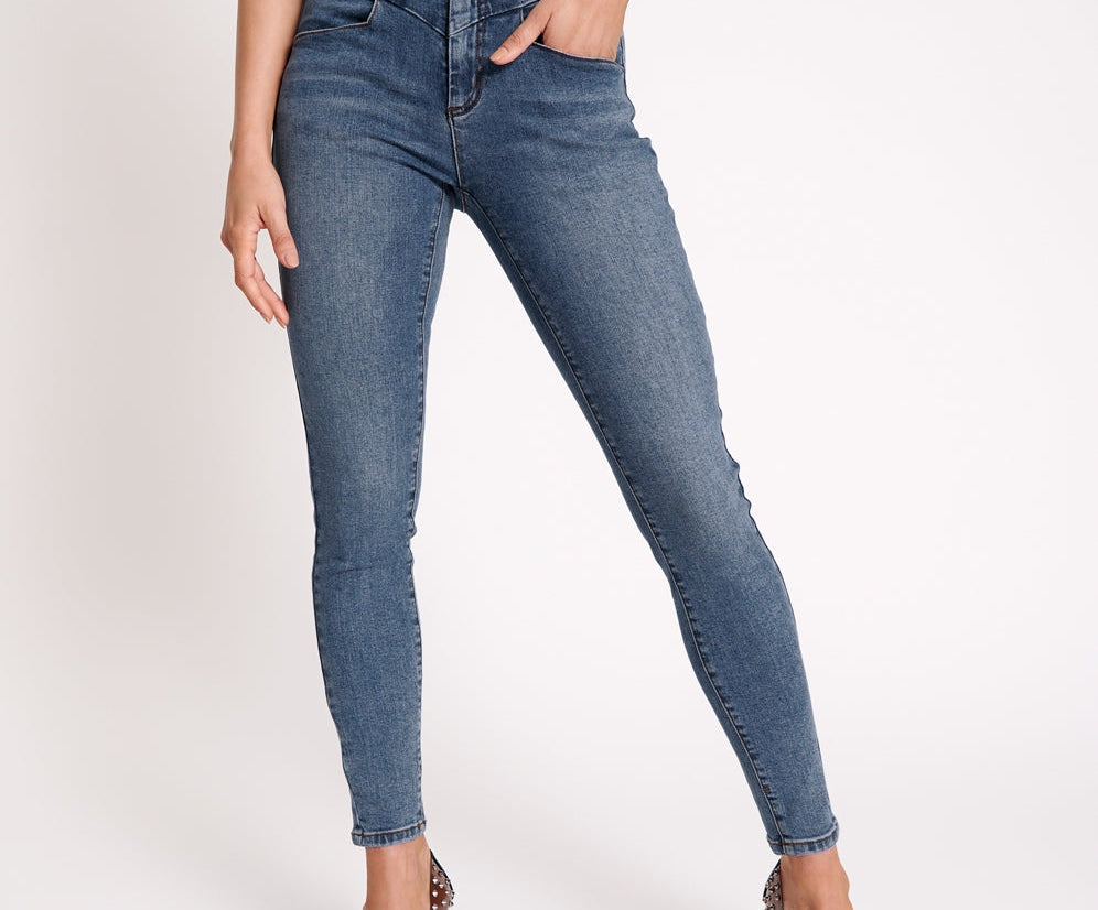 Preachers High Waist Skinny Stretch Denim Jeans - Classic Blue
