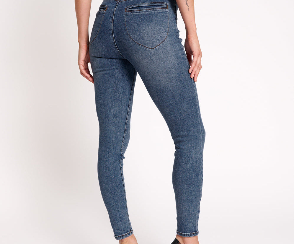 Preachers High Waist Skinny Stretch Denim Jeans - Classic Blue