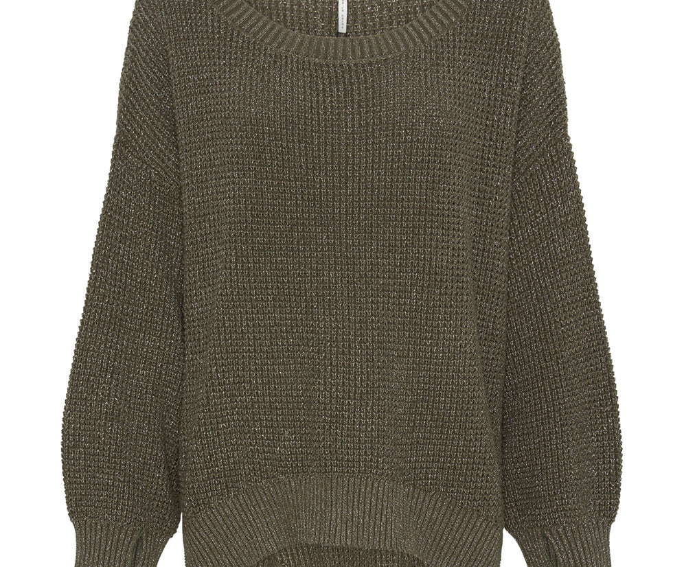 Le Freak Metallic Zipped Knit Sweater - Khaki