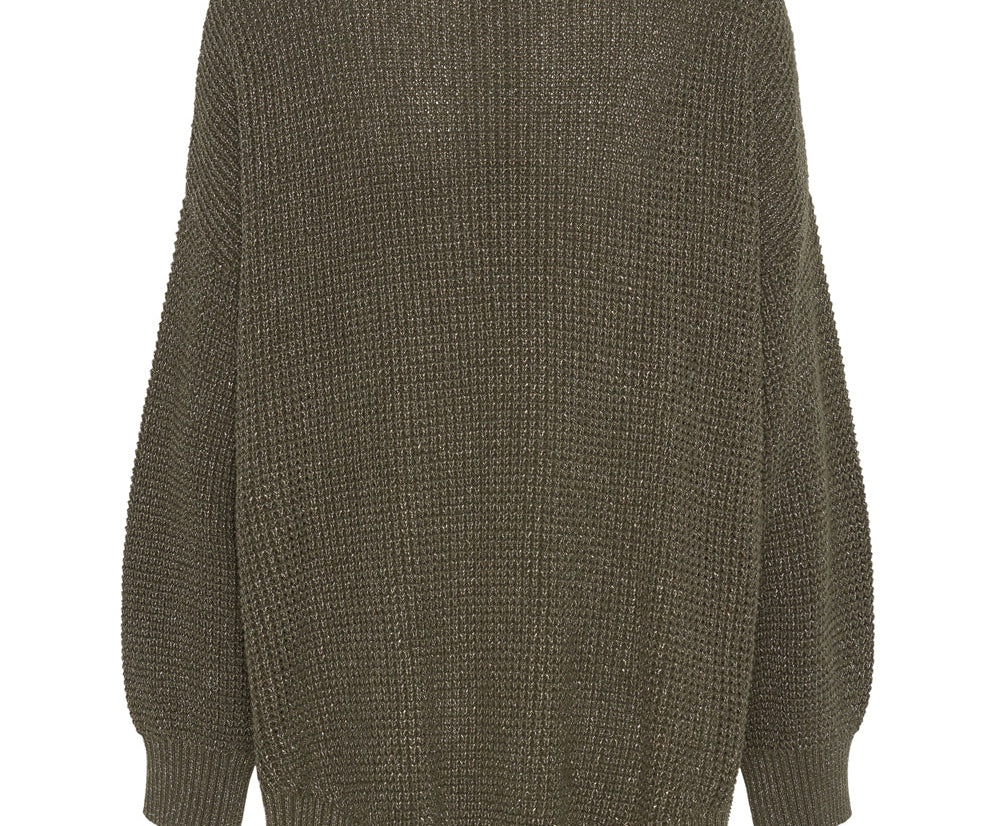 Le Freak Metallic Zipped Knit Sweater - Khaki