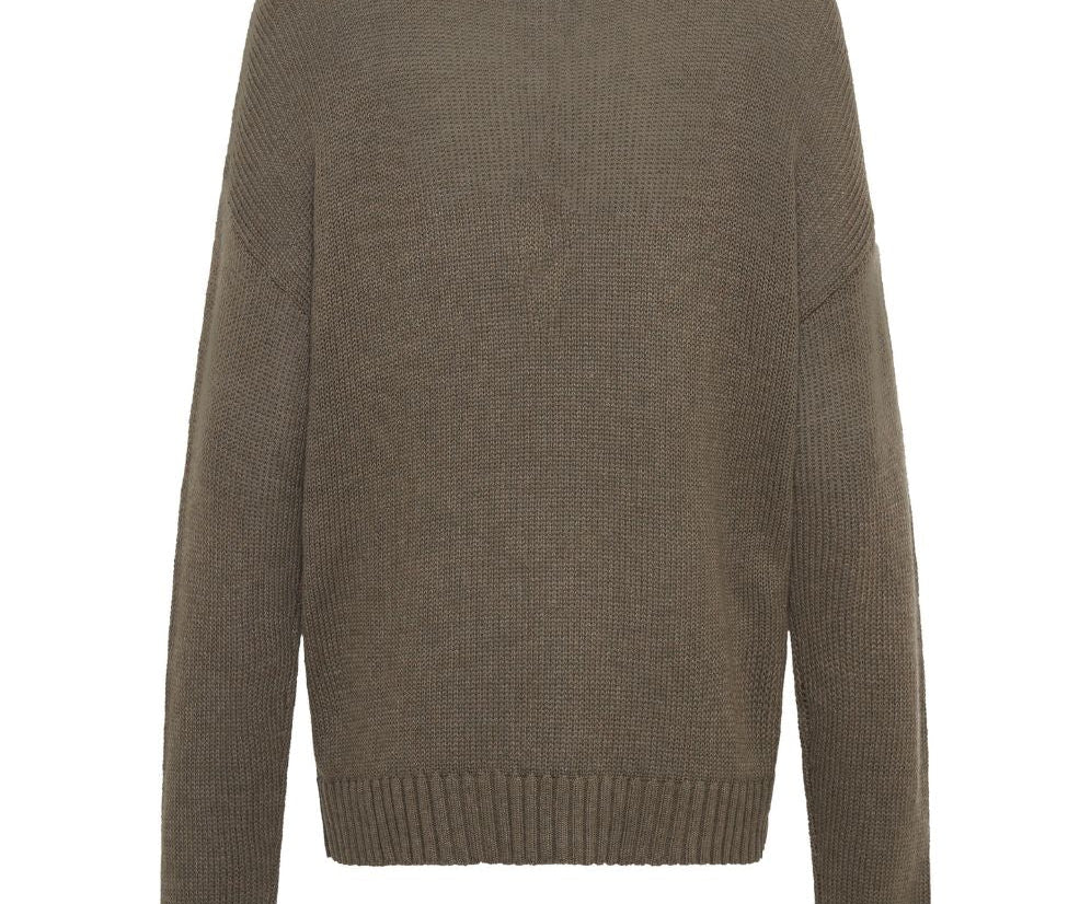 Classic Pocket Chunky Knit Sweater Khaki - Khaki