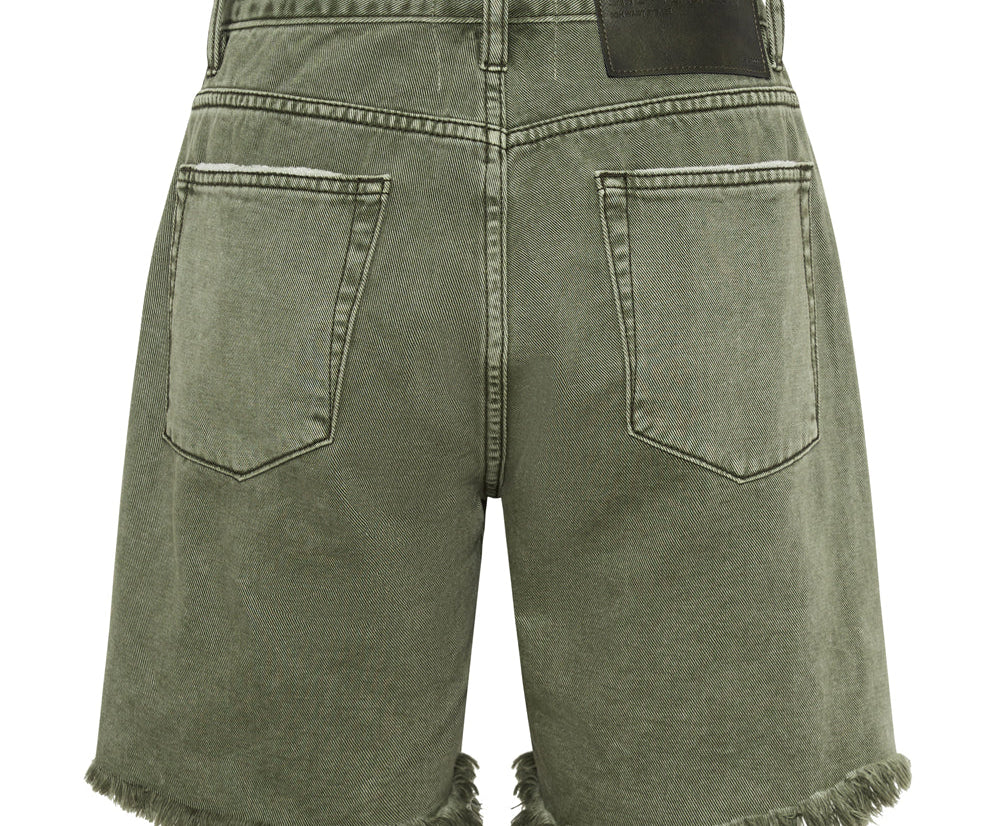 Stevies High Waist Long Length Boyfriend Denim Shorts - St Khaki