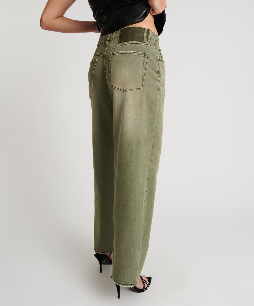 Jackson Mid Waist Wide Leg Denim Jeans - St Khaki | One