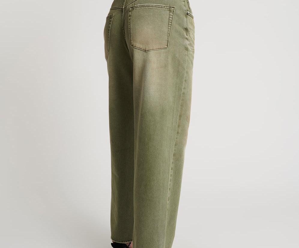 Jackson Mid Waist Wide Leg Denim Jeans - St Khaki