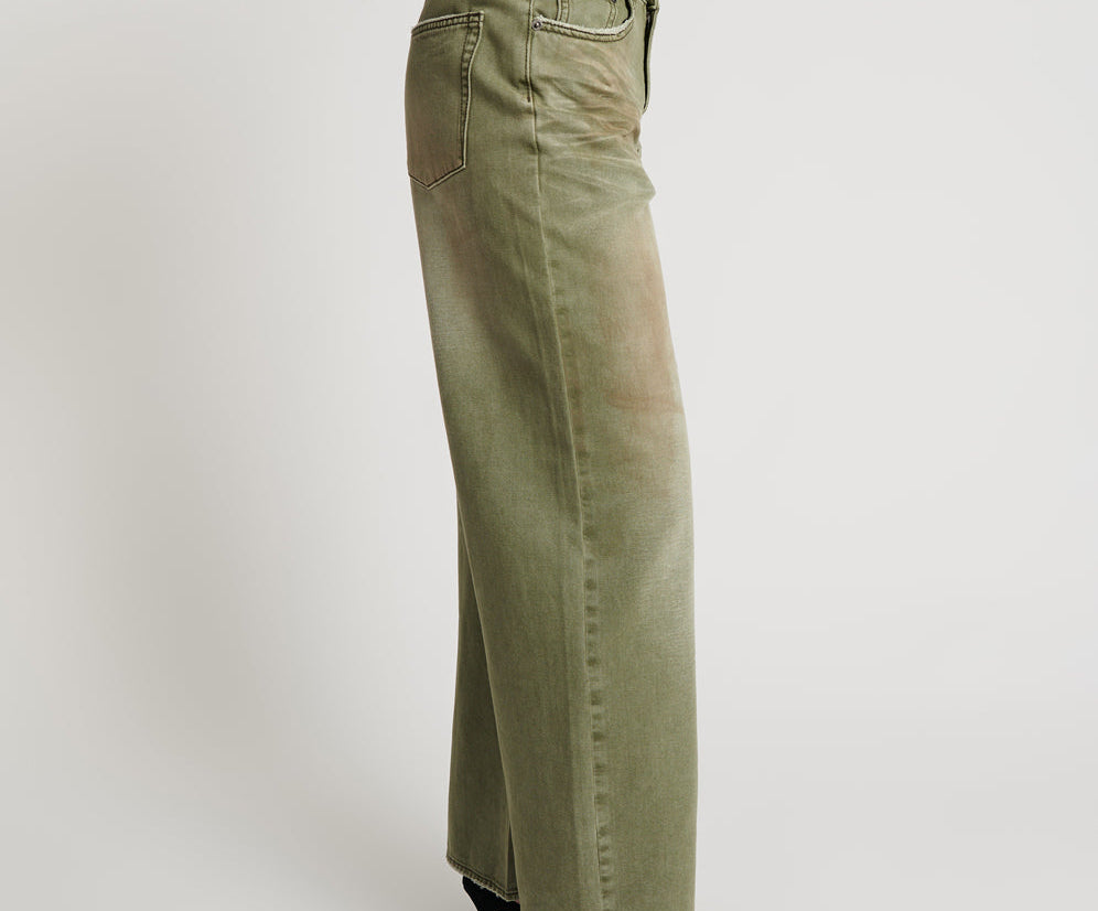 Jackson Mid Waist Wide Leg Denim Jeans - St Khaki