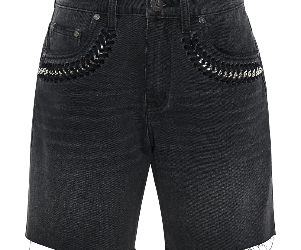 Jacksons Mid Waist Wide Leg Denim Shorts - Storm Grey