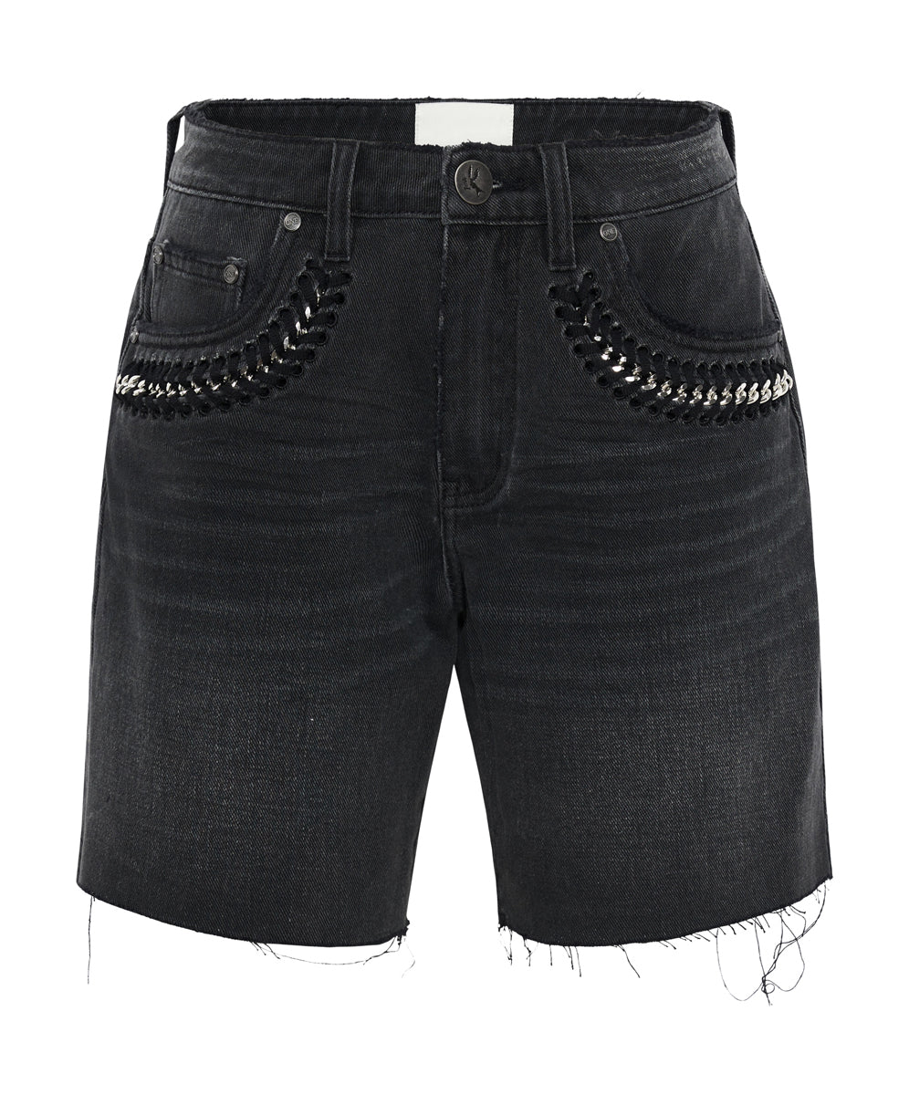 Products Jacksons Mid Waist Wide Leg Denim Shorts - Storm Grey