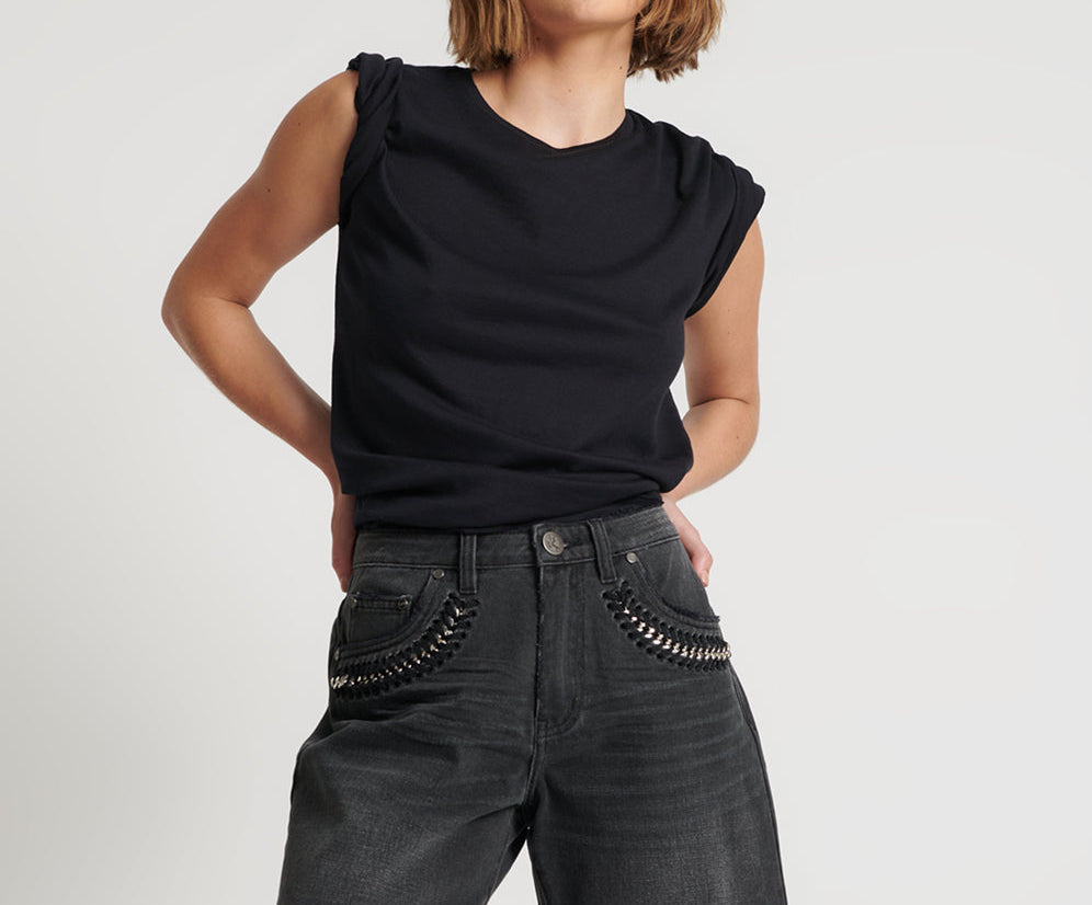 Jacksons Mid Waist Wide Leg Denim Shorts - Storm Grey