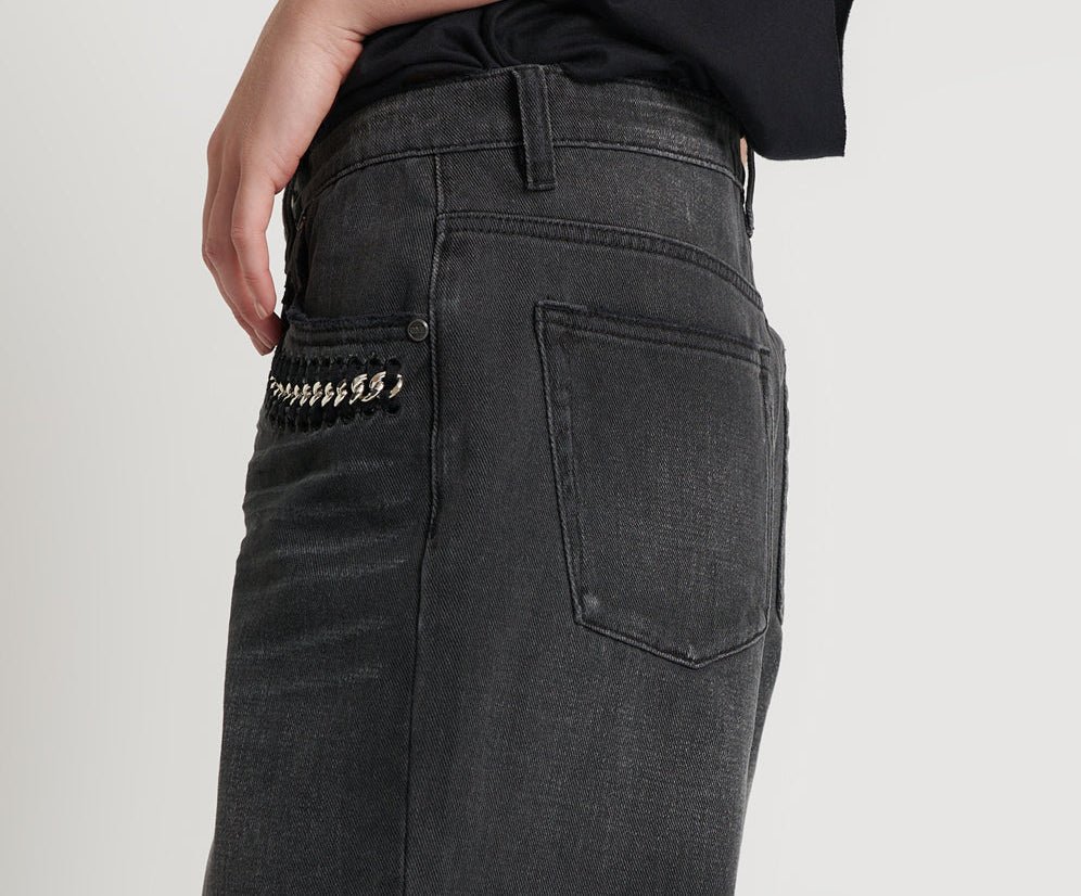 Jacksons Mid Waist Wide Leg Denim Shorts - Storm Grey