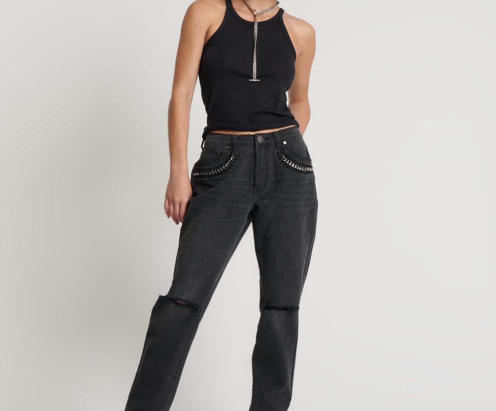 STORM GREY 1982s MID WAIST BALLOON JEANS