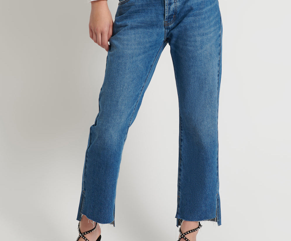 Hooligans Low Waist Relaxed Straight Leg Denim Jeans - Bay Blue