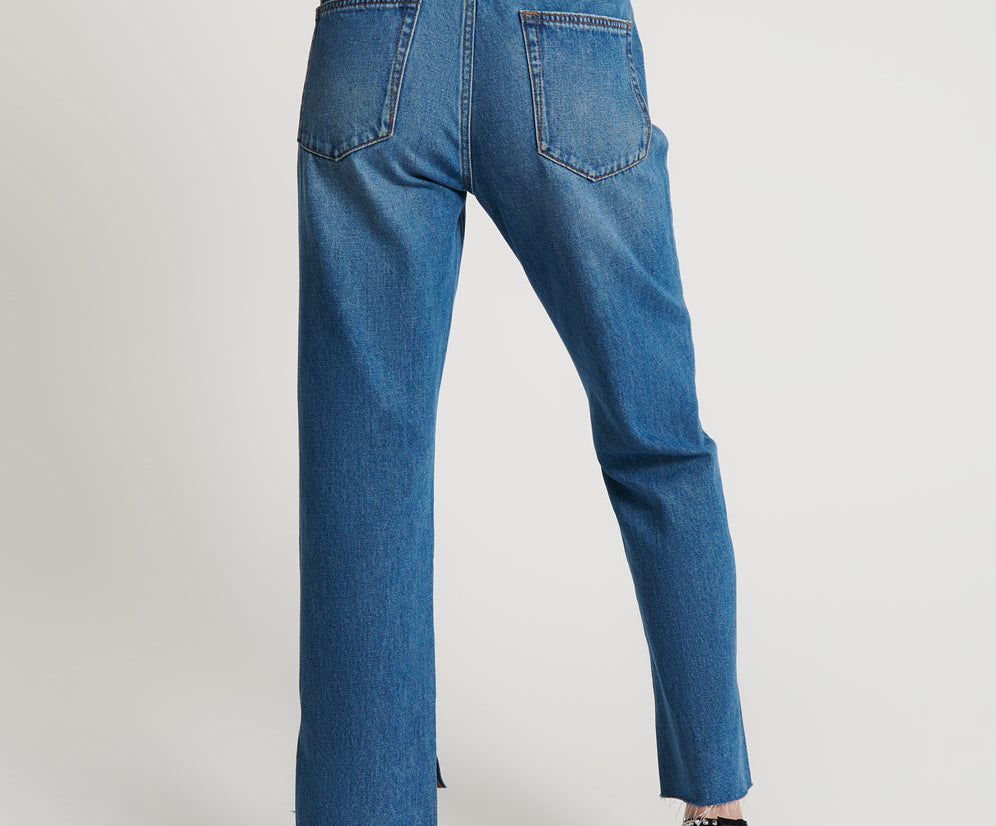 Hooligans Low Waist Relaxed Straight Leg Denim Jeans - Bay Blue