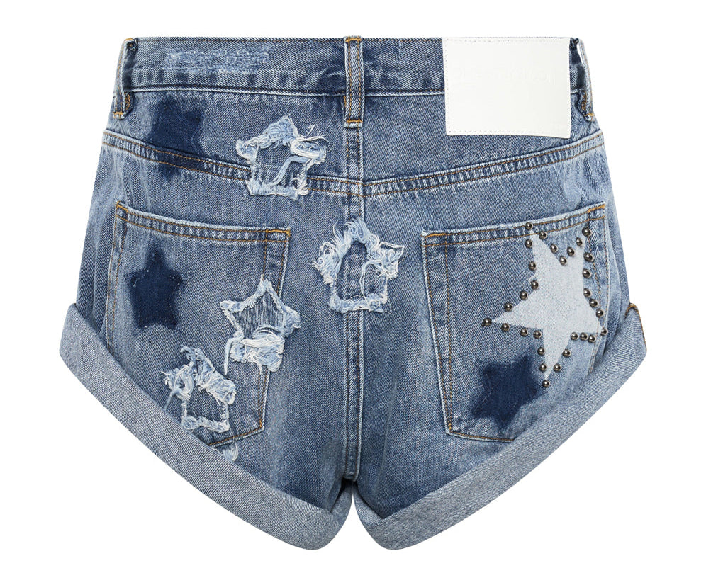 Bandits Low Waist Denim Shorts - Johnny Blue Star