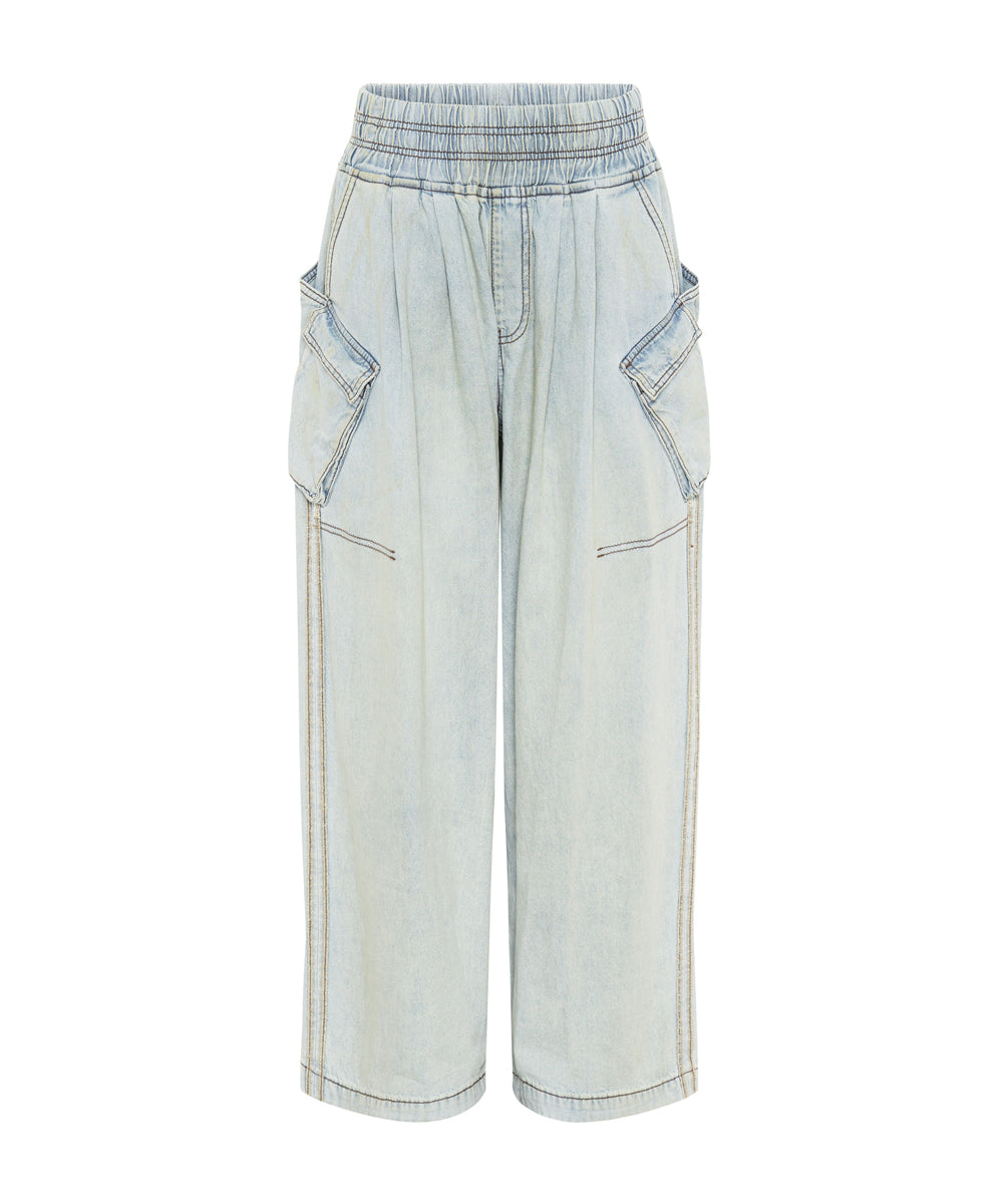 Kansas Blue Denim Parachute Pants | One Teaspoon USA