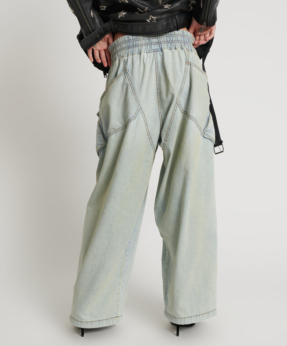 Kansas Blue Denim Parachute Pants | One Teaspoon USA