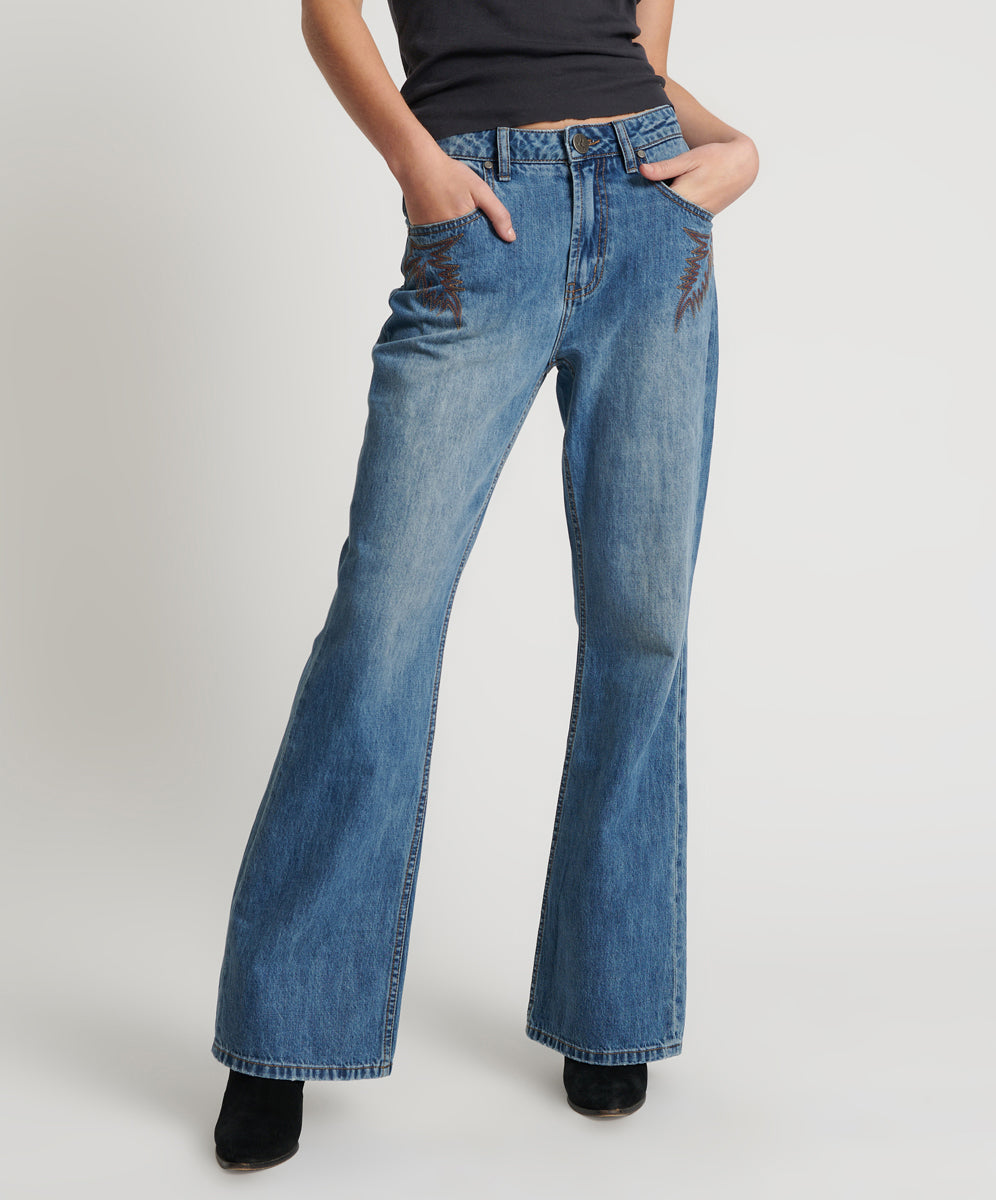 Women's Flare & Bootcut Jeans Charlie High Waist Slim Flared Denim Jeans - Westland Blue