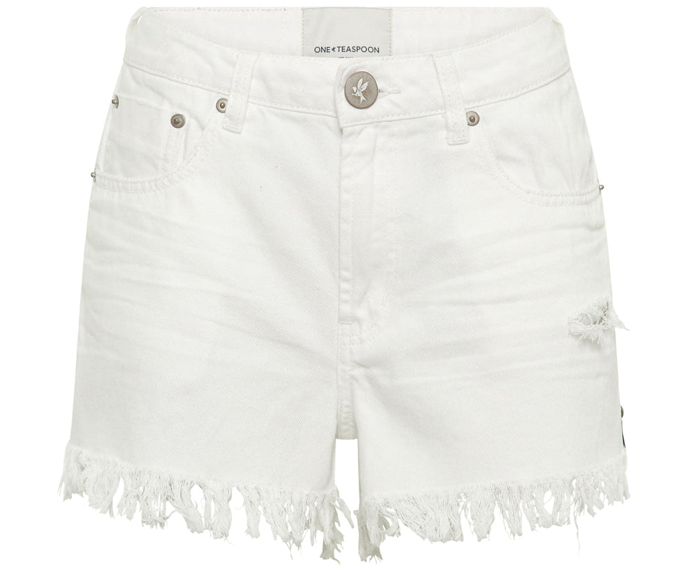 Bonitas High Waist Denim Shorts - White Beauty