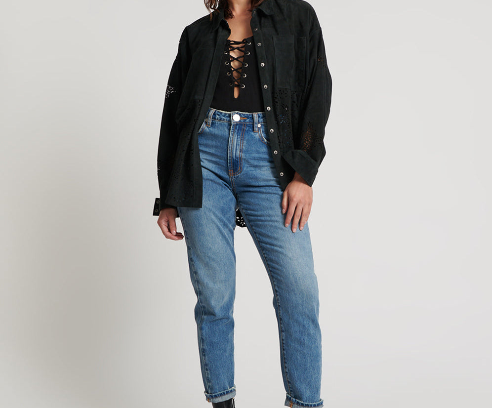 Legends High Waist Mom Fit Denim Jeans - Pacifica