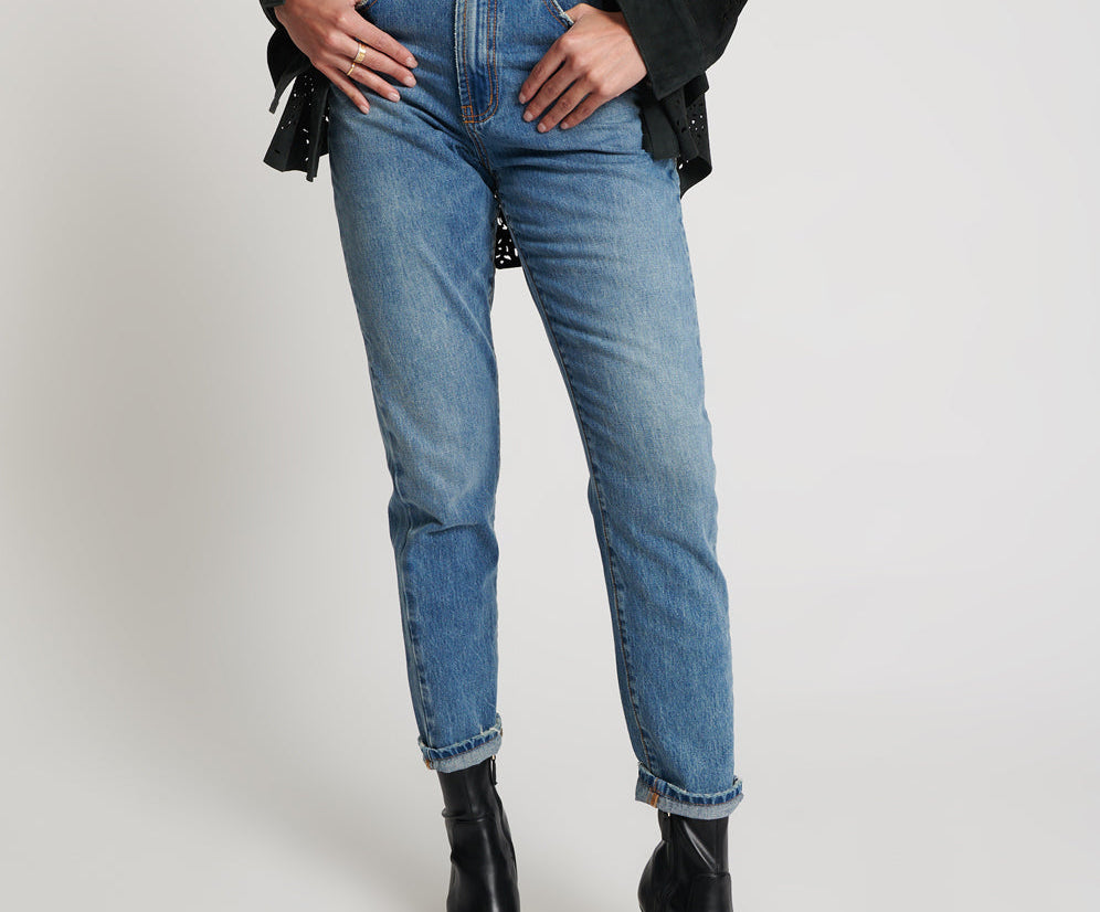 Legends High Waist Mom Fit Denim Jeans - Pacifica