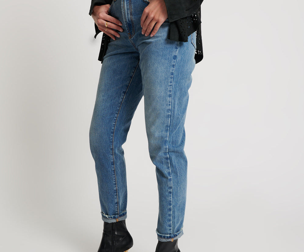 Legends High Waist Mom Fit Denim Jeans - Pacifica