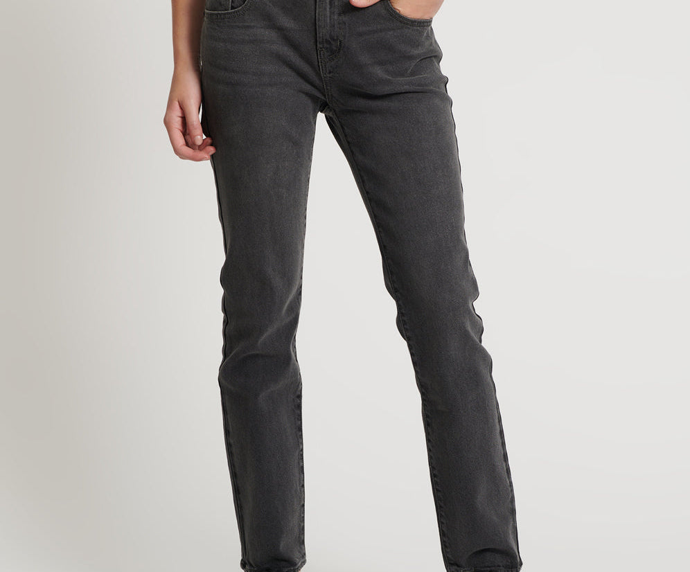Stixx Low Waist Slim Straight Leg Denim Jeans - Washed Black