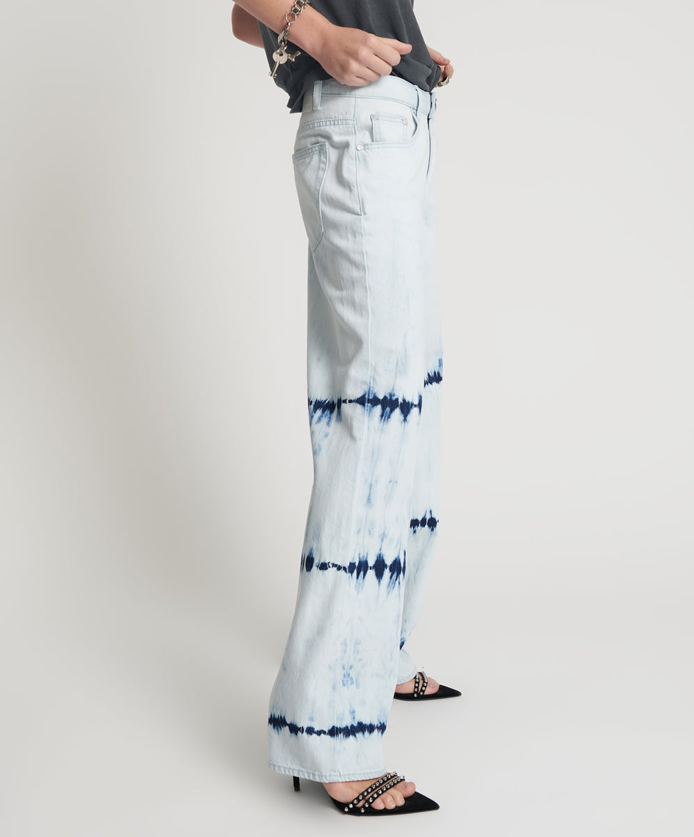 Jackson Mid Waist Wide Leg Denim Jeans - Bleached Out Blue | One