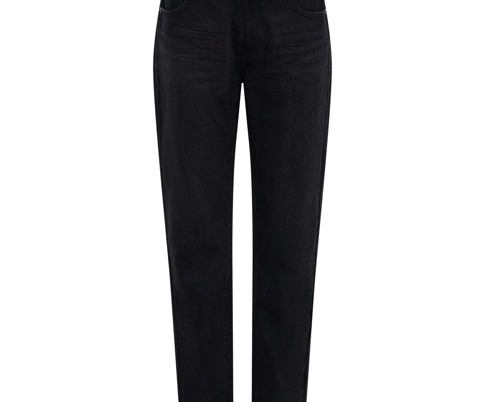 Truckers Mid Waist Straight Leg Denim Jeans - Black Oak