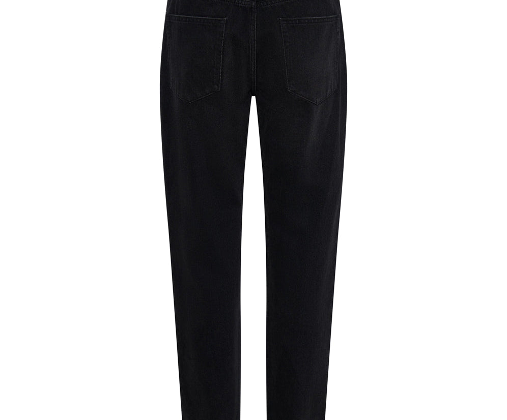 Truckers Mid Waist Straight Leg Denim Jeans - Black Oak