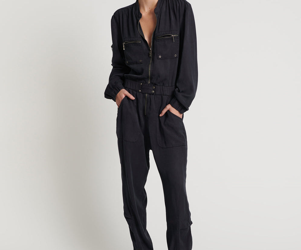 CHARCOAL DARK ROMANCE ZIPPED UP JUMPSUIT