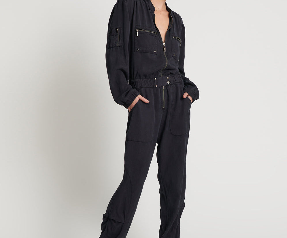 CHARCOAL DARK ROMANCE ZIPPED UP JUMPSUIT