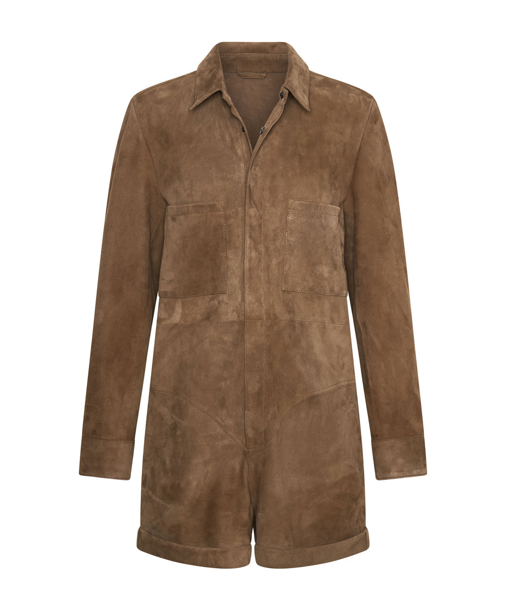 Products TAN SUEDE PROPHECY JUMPSUIT